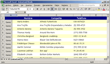 DataGrid con CSS exportado a Excel