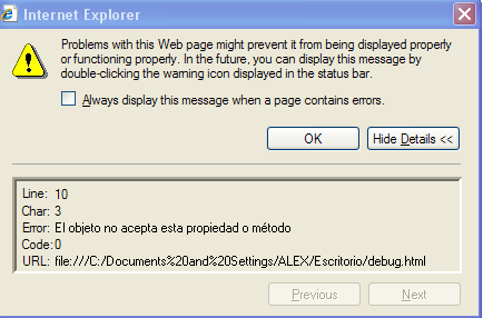 Nice IE's error message