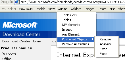 Internet Explorer Developer Toolbar