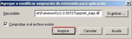 Asignación del módulo ISAPI de ASP.NET