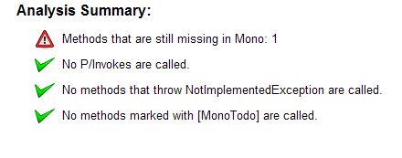 Mono Migration Analyzer results