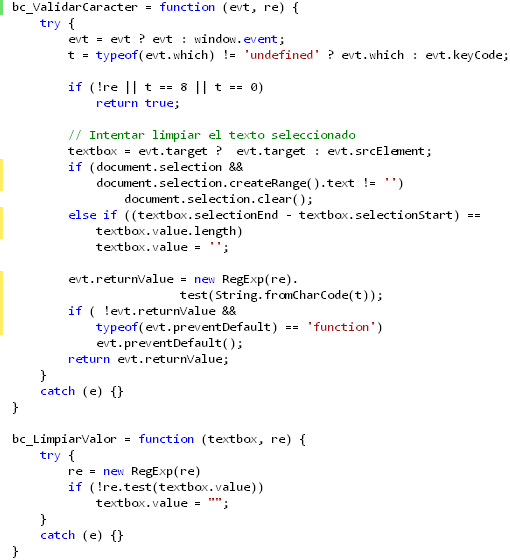 Código Javascript