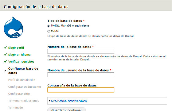 Instalación Drupal y MySQL